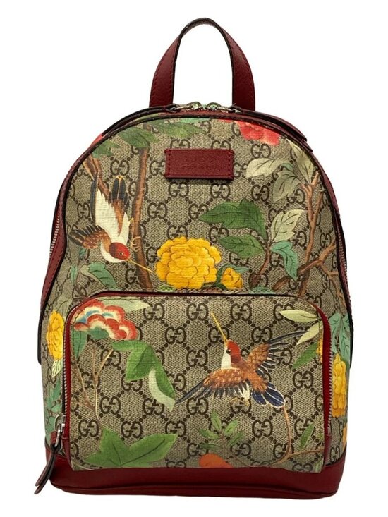 GUCCI GG Supreme Tian Small Back 427042 Bordeaux Beige Multi PVC Leather
